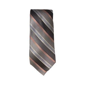 JOSEPH Abboud Silver Rust Gray and Blue Multi Striped Tie SHARP!
